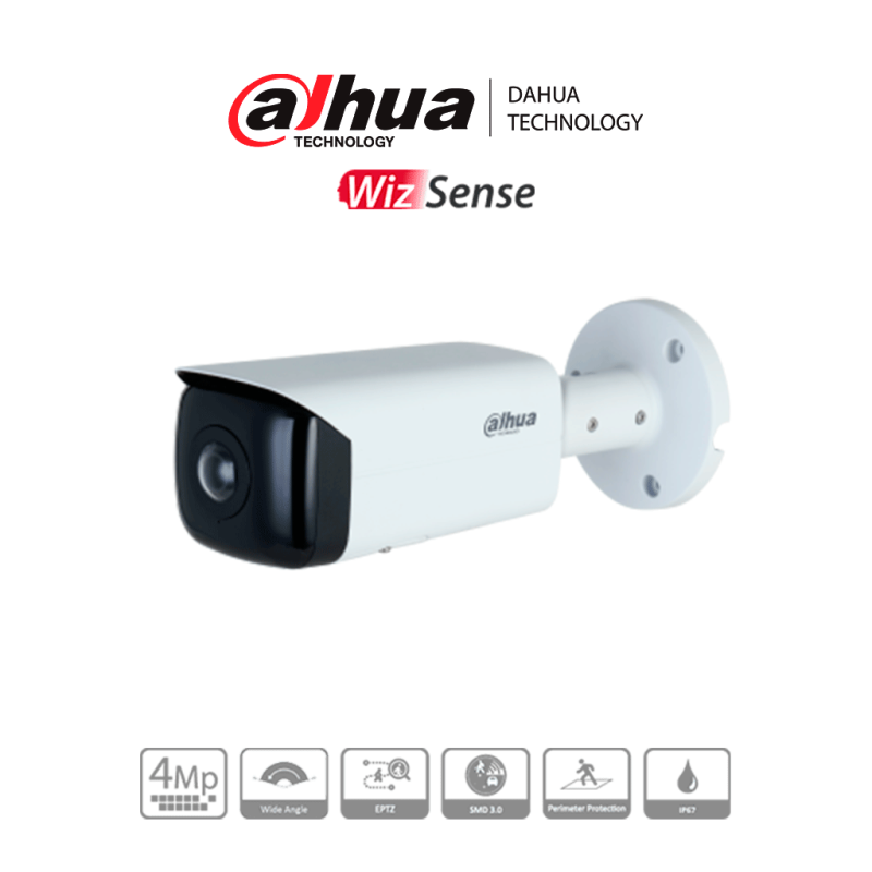 Cámara Ip Bullet Panorámica Resolución De 4 Mp/ Lente 2.1 Mm/ ? 180°/ Ir 20 Mts/Ia De Movimiento Dahua Ipc-Hfw3441T-As-P DAHUA