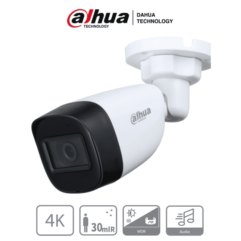 Cámara Bullet 4K Con Micrófono Integrado/ 8 Megapixeles/ Lente De 2.8 Mm/ 106 Grados De 20 Dahua Hac-Hfw1801Cn-A-0280B-S2 DAHUA