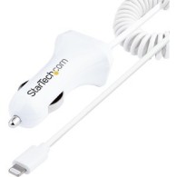 Cable De 1M Cargador De Coche Lightning Blanco En Espiral STARTECH