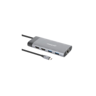 Adaptador Docking Usb-C 130714, 2Xhdmi, 5Xusb-A, Usb-C, Usb-C Pd, Gris Manhattan MANHATTAN