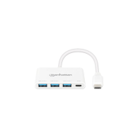 Usb Hub A 3.2 De 3 Puertos + 1 Usb C, 5000 Mbit/S, Blanco Manhattan MANHATTAN