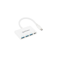 Usb Hub A 3.2 De 3 Puertos + 1 Usb C, 5000 Mbit/S, Blanco Manhattan MANHATTAN