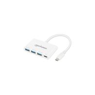 Usb Hub A 3.2 De 3 Puertos + 1 Usb C, 5000 Mbit/S, Blanco Manhattan MANHATTAN