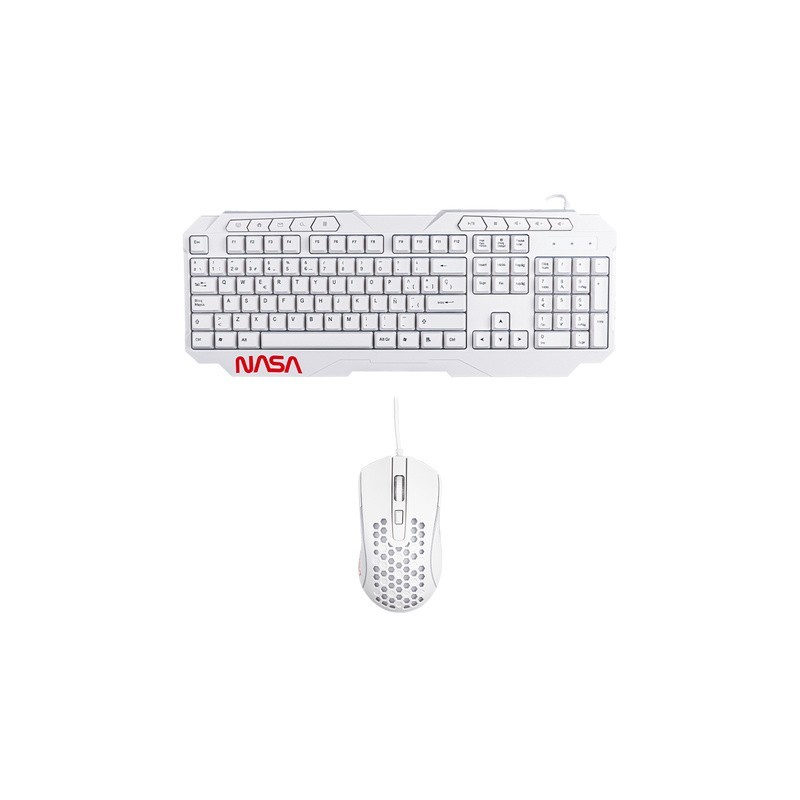 Kit Gamer De Teclado Y Mouse Techzone Nasa Ns_Gc01, Alámbrico, Usb 2.0, Blanco (Inglés) TECHZONE