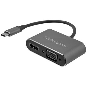 ADAPTADOR USB-C A VGA Y HDMI 2EN1 4K 30HZ GRIS ESPACIAL