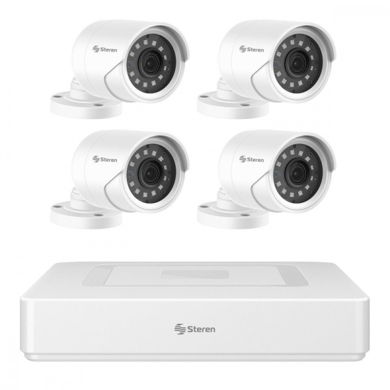 Steren Kit de Vigilancia CCTV-944/HDD de 4 Cámaras CCTV Bullet y 6 Canales, con Grabadora 