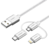 Cable Ugreen USB A Macho - Micro USB/Lightning/USB C, 1 Metro, Plata 