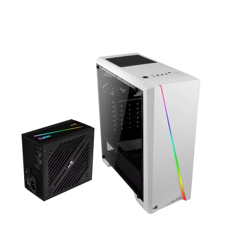 Gabinete Aerocool Cylon Blanco Crist Temp + Psu Cylon 700w 80plus Bronze Argb 