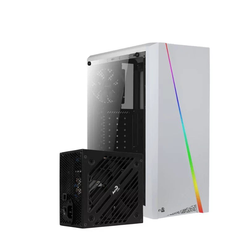 Gabinete Aerocool Cylon Blanco Crist Temp + Psu Cylon 500w 80plus Bronze Argb 