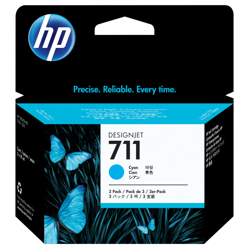 Cartucho HP 711 Paquete Triple Cian Original 29ml 