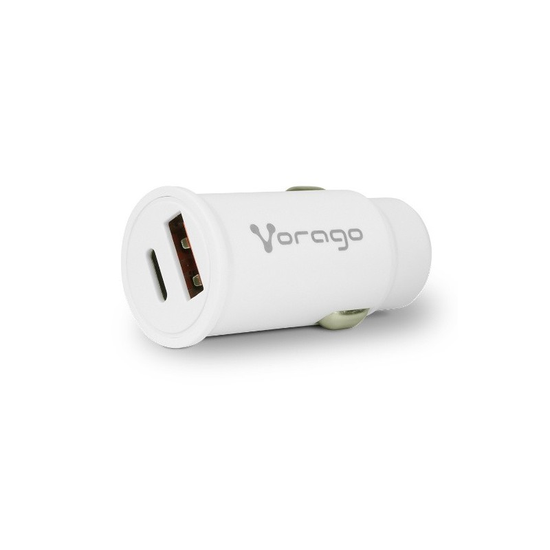 Cargador Para Auto Vorago Au-305, 20w, 1x Usb-C/1x Usb-A, Blanco 