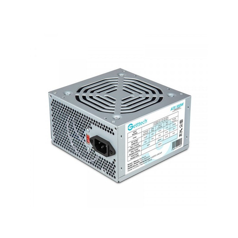 Fuente De Poder Getttech Gfs-55020-01, 20+4 Pin Atx, 550w 