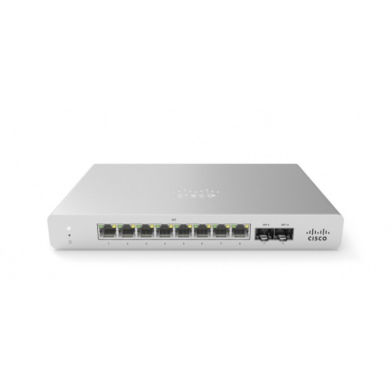 Switch Cisco Meraki Gigabit Ethernet Ms120-8fp, 8 Puertos Poe 1gbe 2 Puertos 1gbe Sfp, Full Poe 124w, 20 Gbit/S, 16.000 