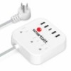 Multicontacto Smarbit Sbss-B3-5u, 3 Contactos, 1x Usb-C, 4x Usb-A, 5v, 3a, Blanco 