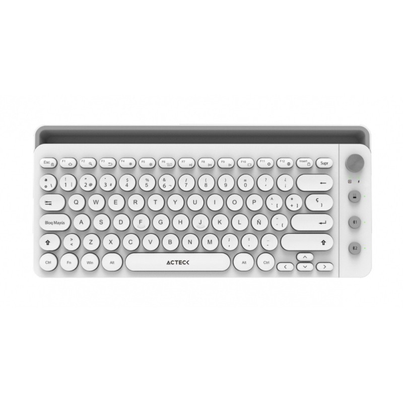 Teclado Acteck Uny Comp Ti685, Inalambrico, Bluetooth, Blanco (Español) 