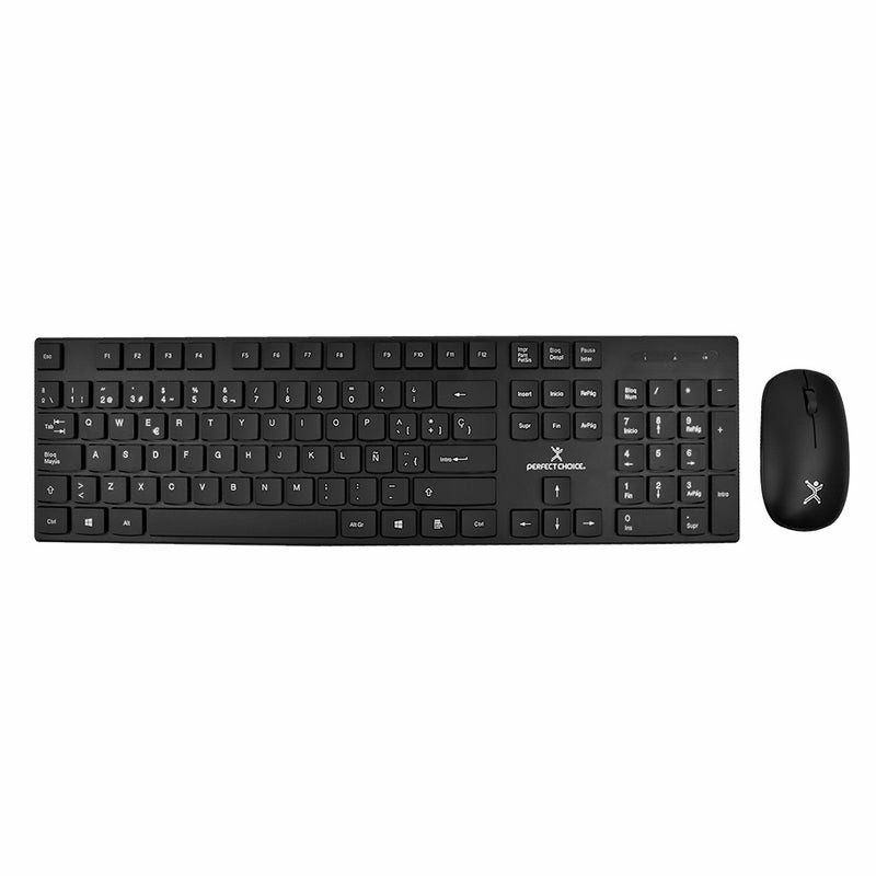 Kit De Teclado Y Mouse Perfect Choice Dust, Inalambrico, Usb, Negro (Español) 