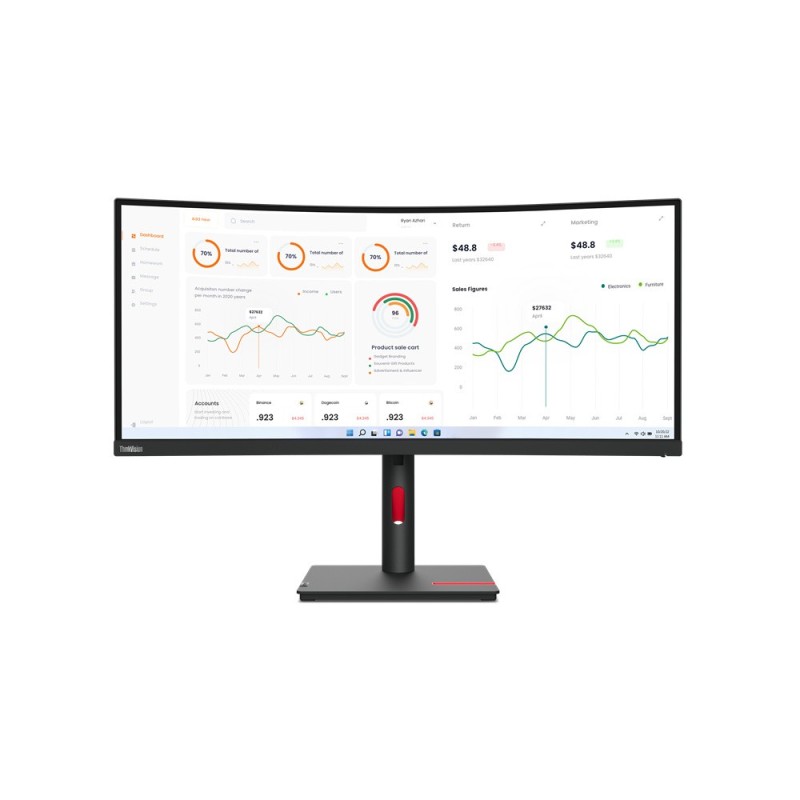 Monitor Curvo Lenovo ThinkVision T34W-30 LED 34", 3440x1440 Ultra Wide Quad HD, 60Hz, HDMI/DisplayPort, Negro 