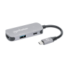 Hub Manhattan USB-C Macho, 1x HDMI 1x USB-A 3.2, 1x USB-C PD, 5 Gbit/s, Gris 