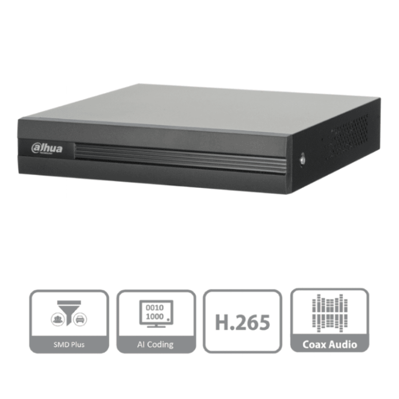 DVR 4 Canales + 2 IP Dahua XVR1B04H-I para 1 Disco Duro, max. 6TB, 1x RJ-45, 2x USB 2.0 